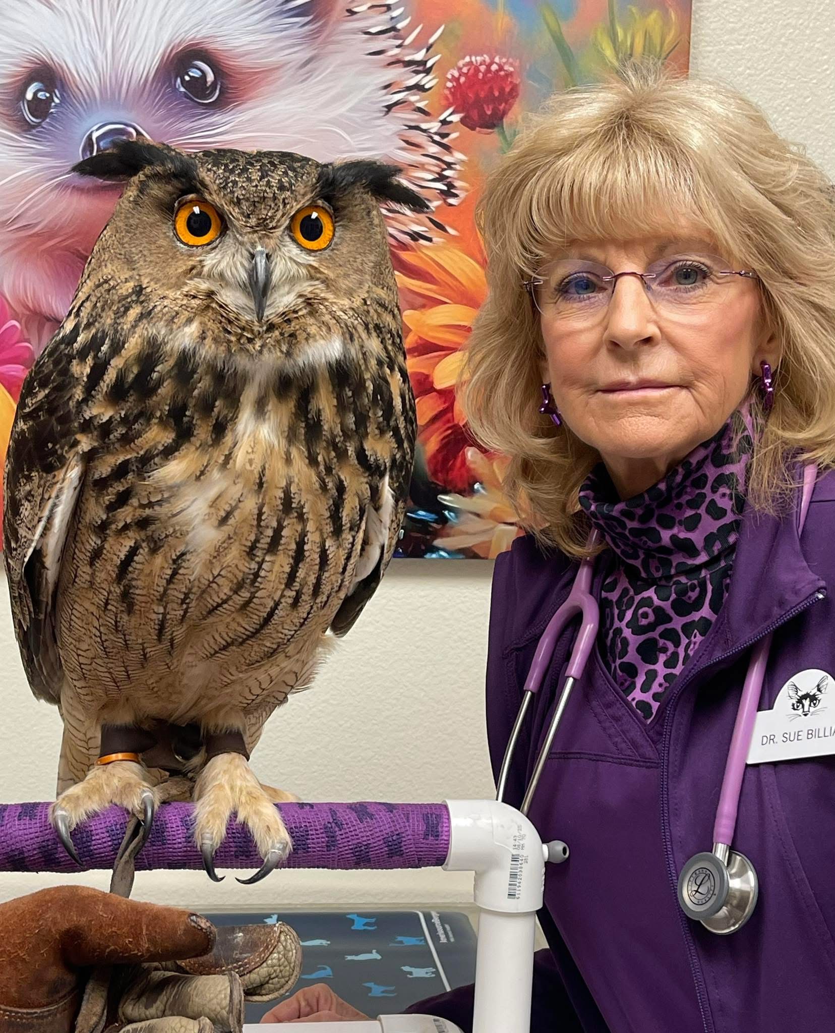 Dr. Billiar and owl
